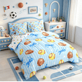 thumbnail image 2 of Manfei Modern Chic Bowtie 7pcs Queen Bedding,Softball Ball Sport Bedding Comforter Set Queen,Polkadot Reversible, 2 of 7