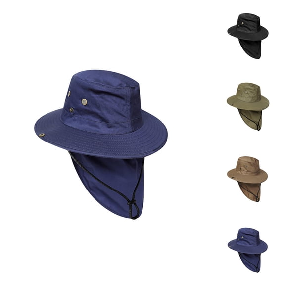 Beach Bucket Hats Men - UPF 50  Wide Brim Foldable Men Mountaineering Fishing Hood Rope Outdoor Shade Foldable Casual Bucket Hat