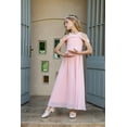 thumbnail image 5 of Drtj Girls A-Line Maxi Dress Junior Bridesmaid Flower Girl Dresses Off-Shoulder Chiffon Dress for Wedding Pageant, 5 of 6