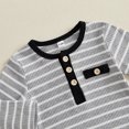thumbnail image 6 of Cjfdfy Newborn Baby Boys Fall Outfits  Striped Waffle Knit Long Sleeve Striped Romper With Elastic Waist Solid Pants 2Pcs Infant Fall Winter Outfit Coming Home Outfit 0-18M, 6 of 9