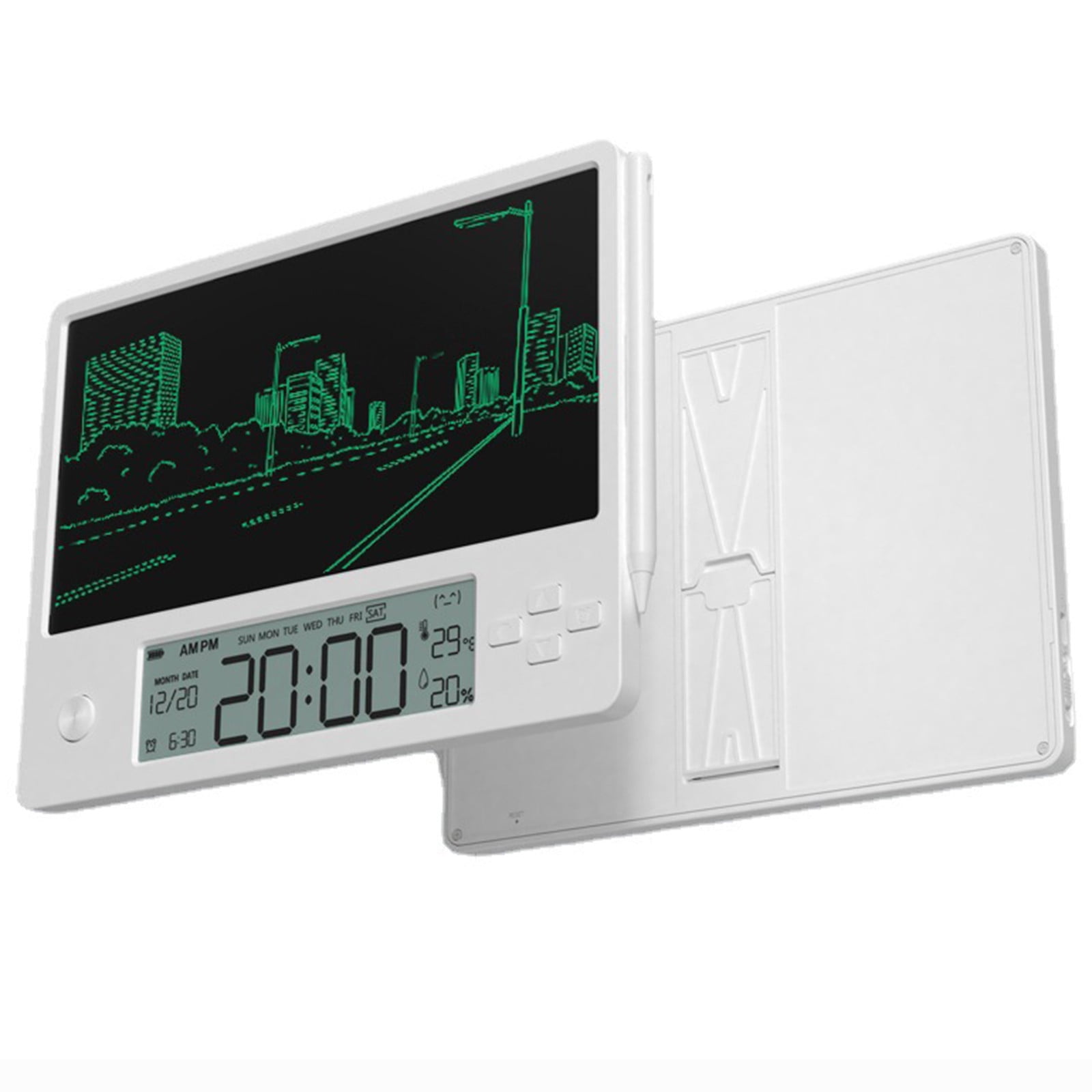 Kyusrd Multifunctional LCD Writing Tablet,Calendar/electronic Clock/alarm/memo,Smart Temperature And Humidity Sensing,Universal For Office Home And Learning