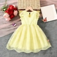 thumbnail image 6 of Miluxas Flower Girl Dress for Wedding Floral Butterfly Daisy Flutter Sleeve Princess Birthday Tea Party Sundress Yellow 3-4 Years, 6 of 6
