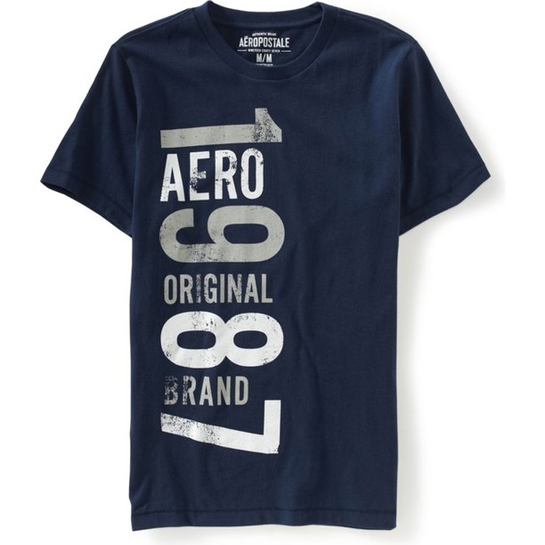 Aeropostale Mens Original 1987 Weathered Graphic T-Shirt, azul, mediano Aeropostale Camiseta gráfica