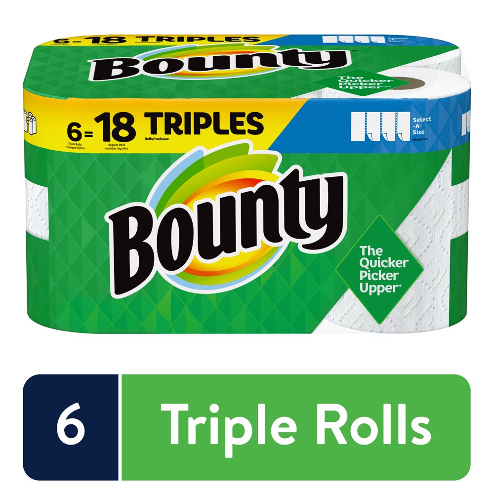 Bounty SelectASize Paper Towels, White, 6 Triple Rolls