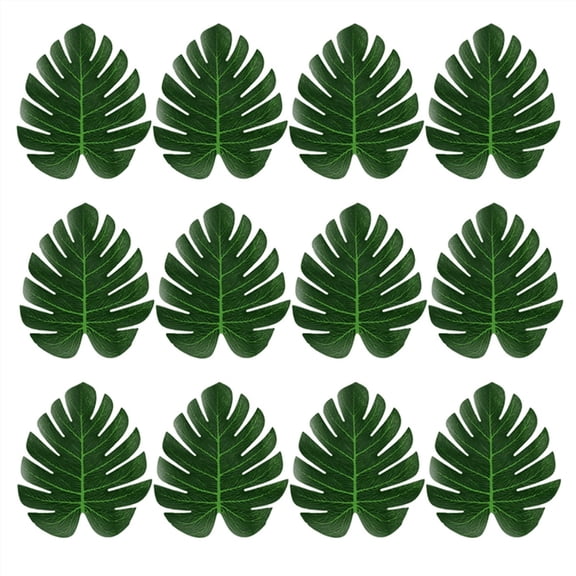 DVKOVI 12 PCS Artificial Tropical Palm Leaves Faux Safari Leaf Hawaiian Luau Party Jungle Beach Theme Decorations