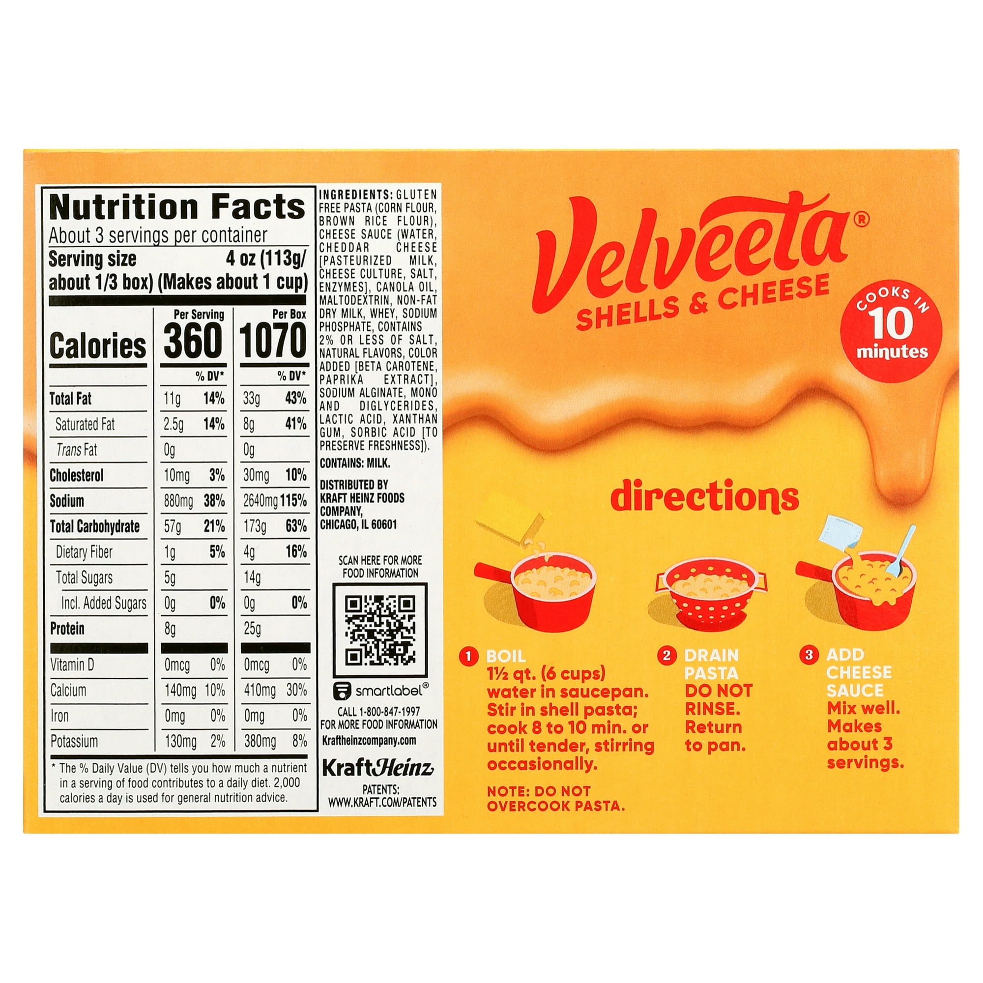 Velveeta Gluten Free Shells & Cheese, 12 oz Box -Pack of 4