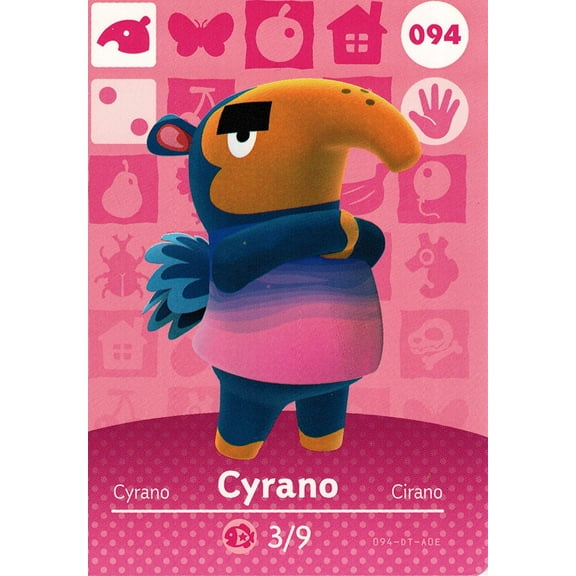 Nintendo Animal Crossing Happy Home Designer Amiibo Card Cyrano 094/100