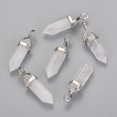 thumbnail image 1 of Natural Quartz Crystal Double Terminated Pointed Pendants Rock Crystal with Random Alloy Pendant Hexagon Bead Cap Bails Bullet Platinum 36~45x12mm Hole: 3x5mm Gemstone: 10mm in diameter, 1 of 4
