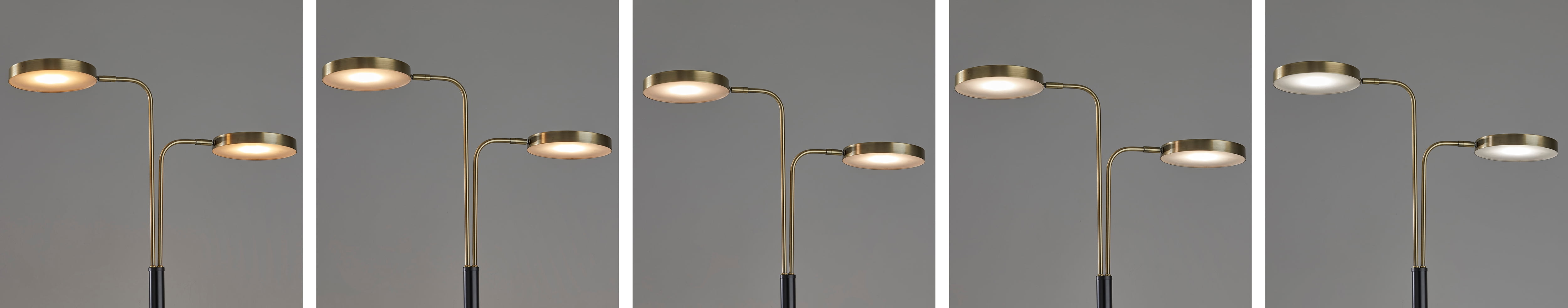 Adesso® Rowan LED 2-Arm Desk Lamp, 25-1/4"H, Antique Brass Shade/Black Base