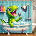 thumbnail image 4 of Japceit Dinosaur Shower Curtain, Waterproof Polyester Fabric Bathroom Curtain with Rustproof Grommets, Mold Resistant Fun Shower Liner for Kids Boys Girls Bathroom Home Decor, 4 of 5