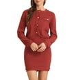 thumbnail image 1 of Conjunto de 2 piezas INSPIRE CHIC para mujer, chaqueta corta de suéter elástico y falda, conjuntos casuales S Rojo, 1 of 6