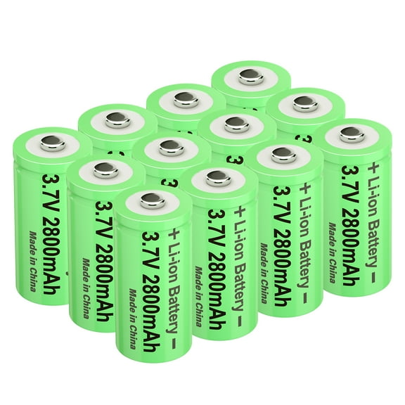 CBJJ 3.7 Volts 16340 Lithium-ion Battery Rechargeable 2800 mAh Battery for Flashlights, US Shipping 12PCS