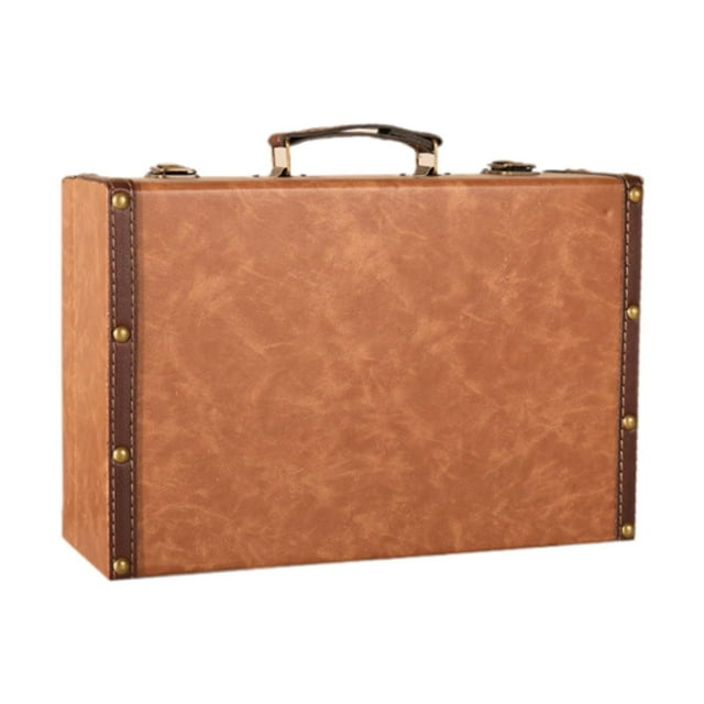 Caja de madera retro europea para guardar maquillaje de escritorio, elegante tesoro de madera. Caqui