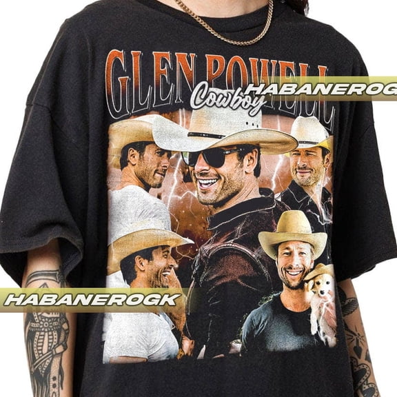 Glen Powell Cowboy Vintage T-Shirt, Gift For Women and Man Unisex T-Shirt