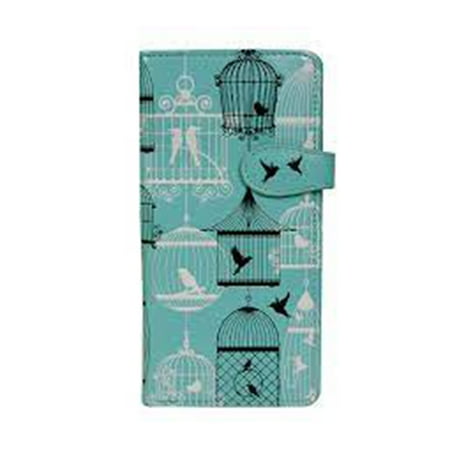 Shagwear Vintage Bird Cages Large Aqua Blue Zipper Wallet