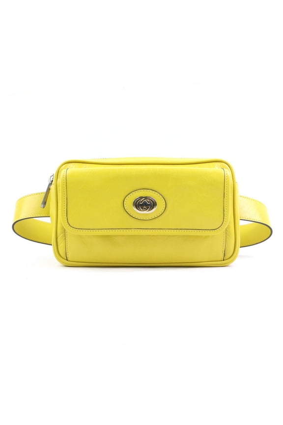 Pre-Owned Gucci Interlocking G Leather Waist Bag/Body Bag in Yellow for Men and Women, 598080...