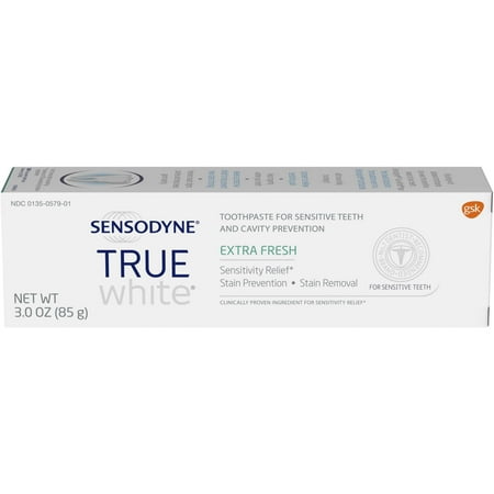 - Sensodyne Sensitive Teeth Whitening, True White Extra Fresh, Sensitivity Toothpaste, 3 ounce