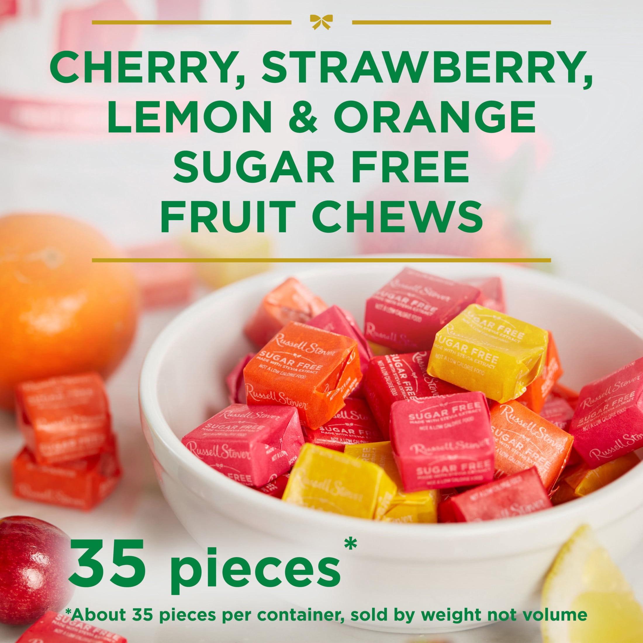 RUSSELL STOVER Sugar Free Fruit Chews Candy, 7.5 oz. bag