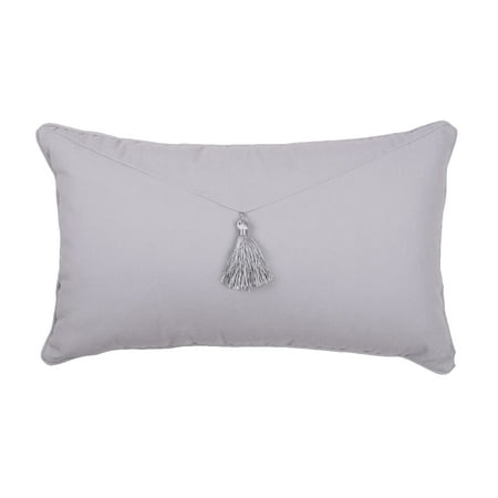 Thro Envelope Tassel Faux Velvet Oblong Gayle Pillow, 12"x20", Silver