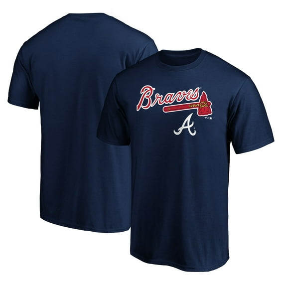 Men's Navy Atlanta Braves Team Lockup Logo T-Shirt