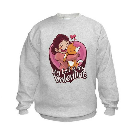 CafePress - My Cat Is My Valentine Sweatshirt - Kids Sweatshirt, Youth Crew Neck Sweatshirt