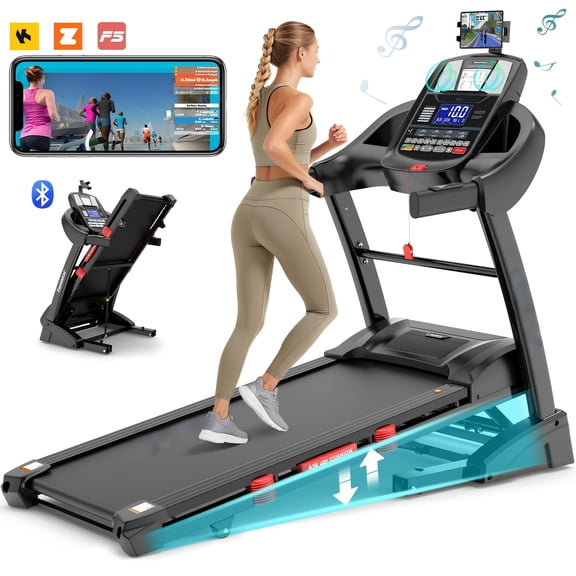 Treadmill for Home with 20 Level Auto Incline, 5HP Quiet Motor, 400 lbs Capacity, Bluetooth Running Treadmill, 18" x 50" Cushioned Belt, 71 Programs, Tablet Holder