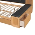 thumbnail image 6 of MODERNLUXE Wood Full Size Daybed with Drawers and Trundle, Captain Bed with Upholstered Bench and Cushion. Bed with Shelves and USB Ports, Natural, 6 of 13
