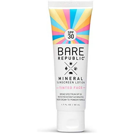 Bare Republic Sport Mineral Sunscreen & Sunblock Tinted Face Lotion with Zinc Oxide, SPF 30, 1.7 fl oz
