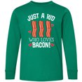 thumbnail image 3 of Inktastic Just a Kid Who Loves Bacon Long Sleeve Youth T-Shirt, 3 of 5