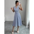thumbnail image 5 of Women's Sleeveless Stripe Midi Dress with Collar and Belt - Summer Casual Dress, 5 of 7