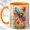 Orange, variant on Rainbow Dragonfly Coffee Mug, Stained Glass Art Mug, Ceramic 11 oz