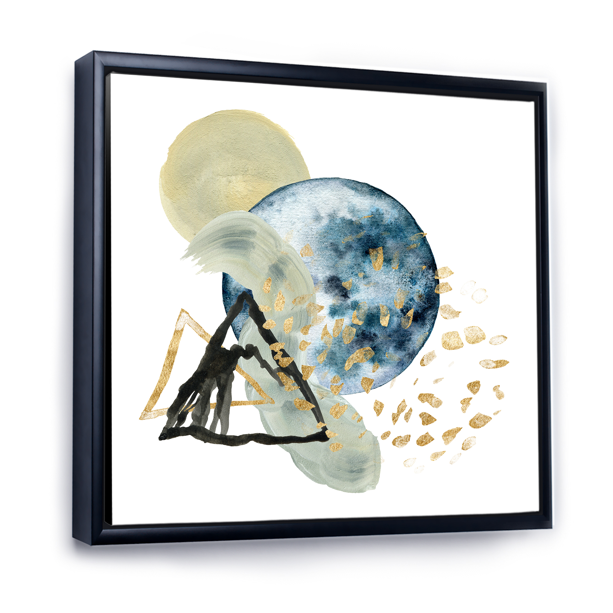 Minimalistic Landscape of Moon With Mountains II 30 in x 30 in Framed Painting Canvas Art Print, by Designart