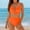 Orange, variant on Babcutegg Women's Solid Color Bikini Set 2 Piece Swimsuit Halter Top High Cut Bottom Bathing Suit Army Green Size M