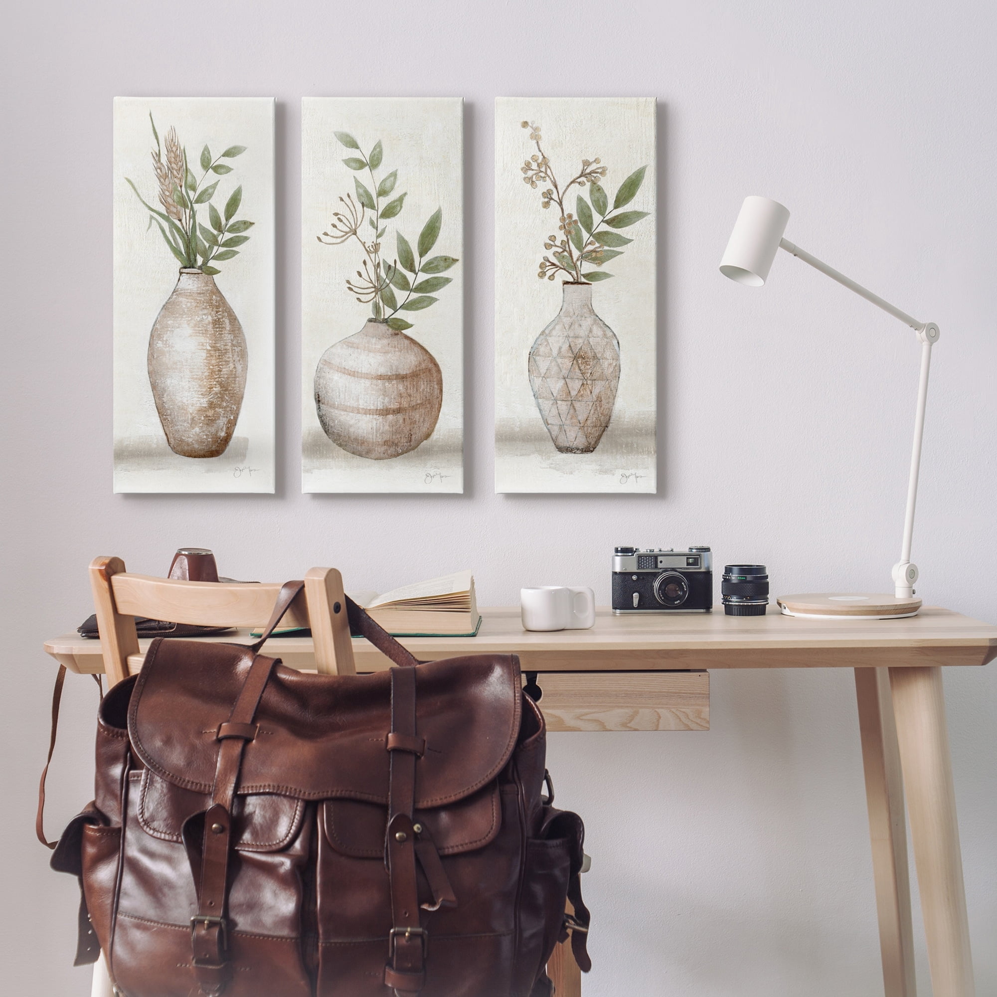 Stupell Industries Botanical Still Life Vase Ikebana Blossoms Arrangement Graphic Art Gallery Wrapped Canvas Print Wall Art, Set of 3, Design by Janet Tava
