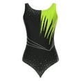 thumbnail image 3 of RUNQHUI Ladies Rhinestones Rhythmic Gymnastics Leotard Sleeveless Ballet Bodysuit Figure Skating Fluorescent Yellow S, 3 of 7