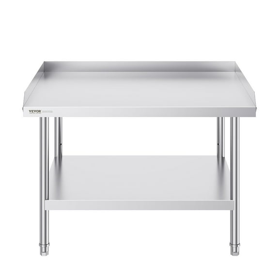 Adjustable Commercial Work Table, 30 x 36 x 26 Inch Stainless Steel Food Prep Station with 3-Sided Splash Guard for Restaurant, Hotel, Home