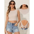 thumbnail image 2 of DARING DIVA Women's Self Tie Backless Casual Cropped Tank Top XS Apricot White, 2 of 6