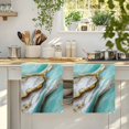 thumbnail image 4 of Turquoise Marble Kitchen Towels Set of 4, Modern Abstract Gold Stripes Art Absorbent Dish Towels for Kitchen, Microfiber Hand Towel, Quick Drying Tea Towel for Cleaning Decorative Dishcloths, 4 of 7