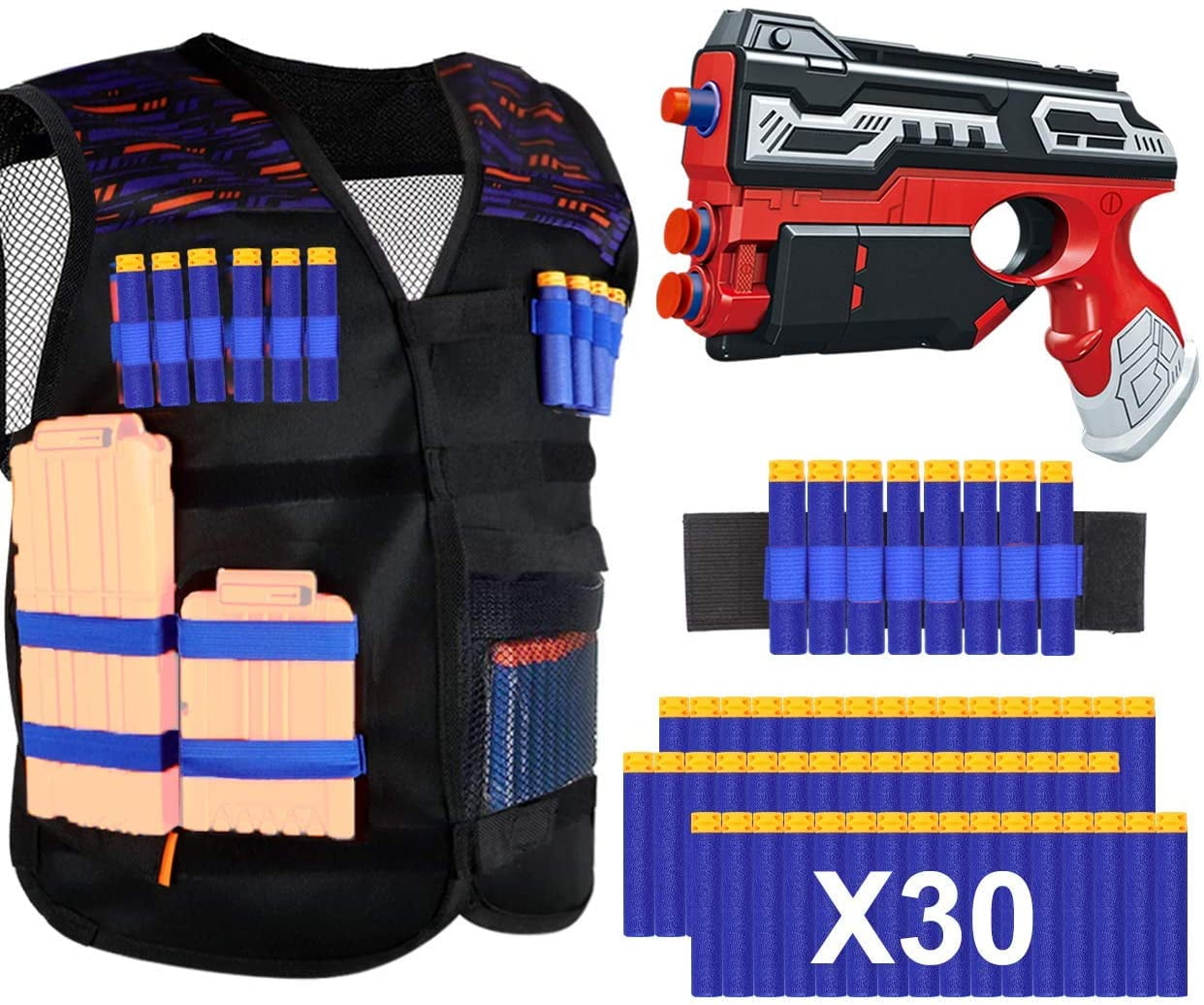 Kids Tactical Vest with 20 Pcs Foam Refill Darts for Nerf Guns N-strike Elite... 