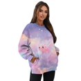 thumbnail image 7 of SCRAWLGOD Axolotl Sky Print Violet Womens Sweatshirts Polyester Crewneck Tops Long Sleeve Loose Fit Lightweight Fall Winter Drop Shoulder Casual Pullover with Pockets, L, 7 of 7