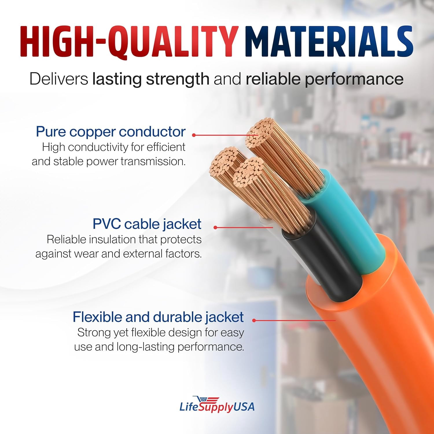 50ft Outdoor/Indoor Extension Cord 10/3 Gauge Ultra Heavy Duty 3 Prong SJTW, Waterproof, ETL Listed, Flexible Cold-Resistant Long Power Cord,15A 125V 1875W, Orange by LifeSupplyUSA