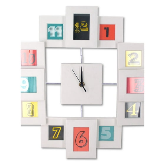 Modern Style Collage Photo Frame Wall Clock 2 Count