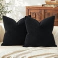 thumbnail image 1 of Chenchen Corduroy Decorative Throw Pillow Covers 18x18 Set of 2 for Sofa Living Room, Soft Neutral Boho Couch Pillow Covers for Home Decor, Black, 1 of 1