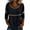 Black, variant on Womens Lace Patch Casual Dressy Blouses 3/4 Sleeve Length Tops Trendy Shirts Round Neck Loose Fit Tunic Top M