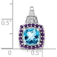 thumbnail image 3 of 14K White Gold Blue Topaz/Amethyst/Diamond Pendant (Width 11.3) (Length 18.7) - Jbsp, 3 of 5