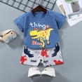 thumbnail image 2 of Baby Boy Summer Outfit Graphic T-Shirt And Shorts Outfit Kids Clothes Boys Blue 18-24 Months, 2 of 4