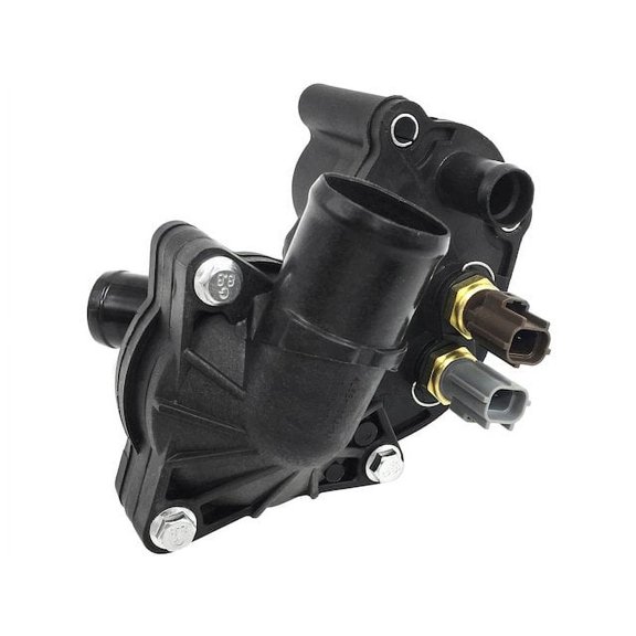 Thermostat Housing Assembly with Sensors - Compatible with 2000 - 2001 Ford Explorer 4.0L V6 SOHC From 7/24/2000 (For Models with 2 Clip In Style Sensors)