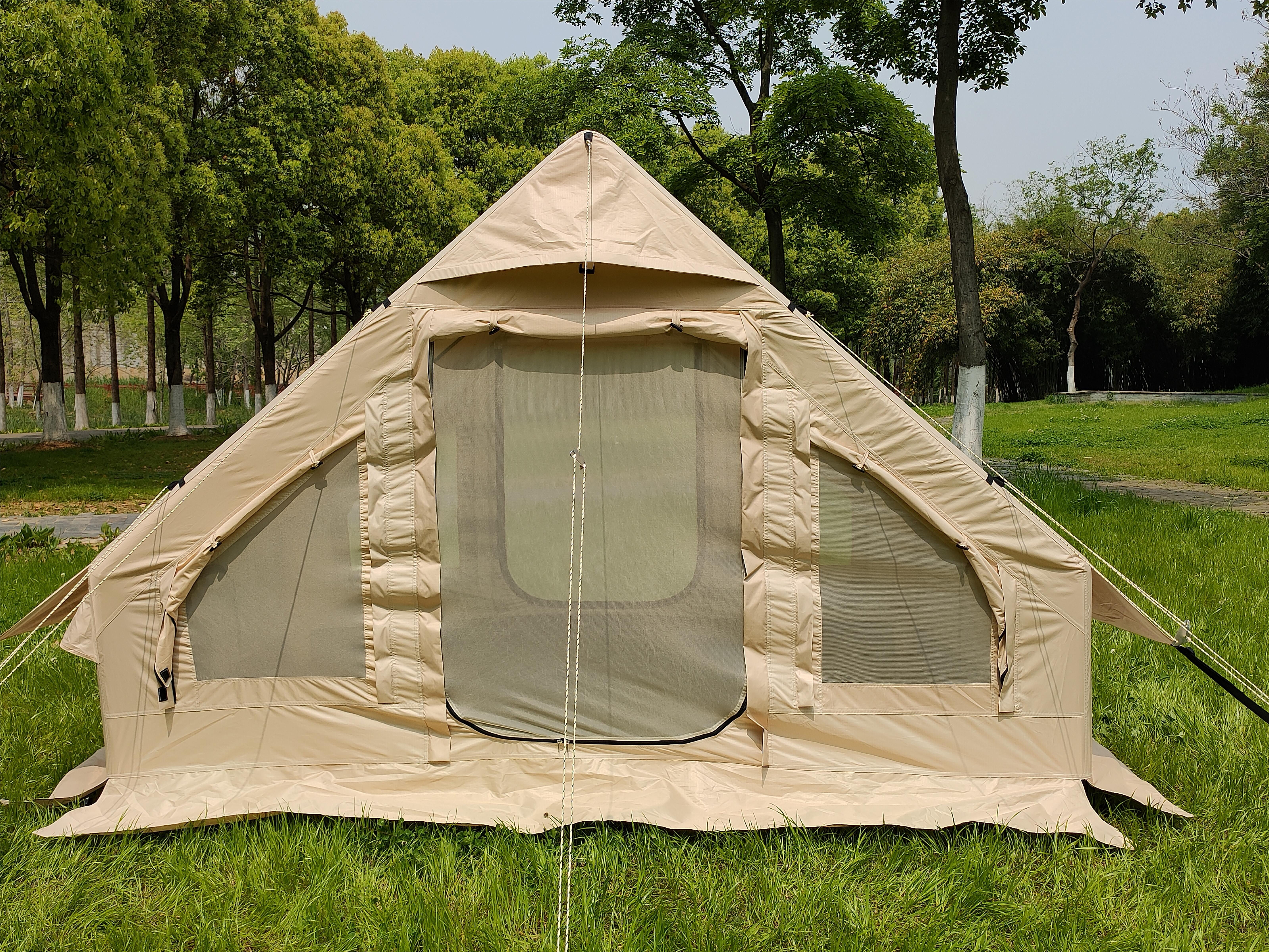 Inflatable A-Frame Tent  Single Layer  Waterproof 2000mm  Breathable Mesh  4-6 Person  Cotton Material