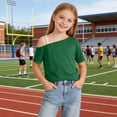 thumbnail image 5 of hoksml Girls One Shoulder T-Shirt, Short Sleeve Casual Top, Kids Off Shoulder Tee for Back to School, 5 of 9