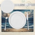 thumbnail image 3 of Ambesonne Seascape Place Mats Set of 4, Fish Eye Effect Oceanic, Standard Size, Blue Pale Brown, 3 of 5